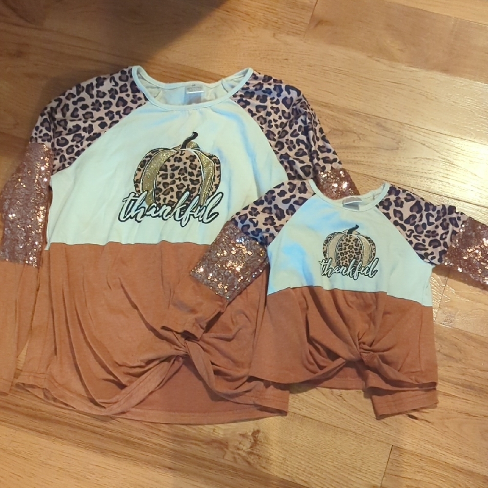 Leopard Print Thankful Kids Shirt